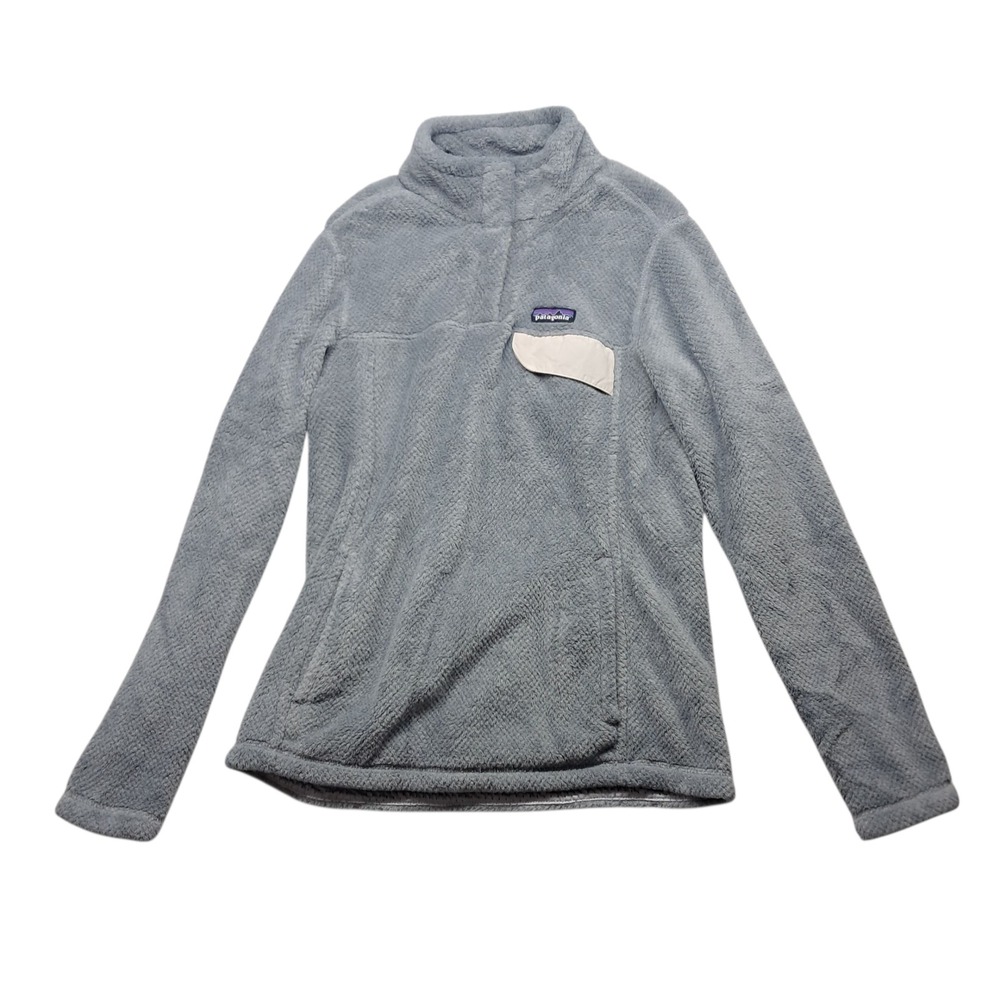 Patagonia Snap T‎ Polartec Fleece Pullover Women's Large Gray Cream Outdoors